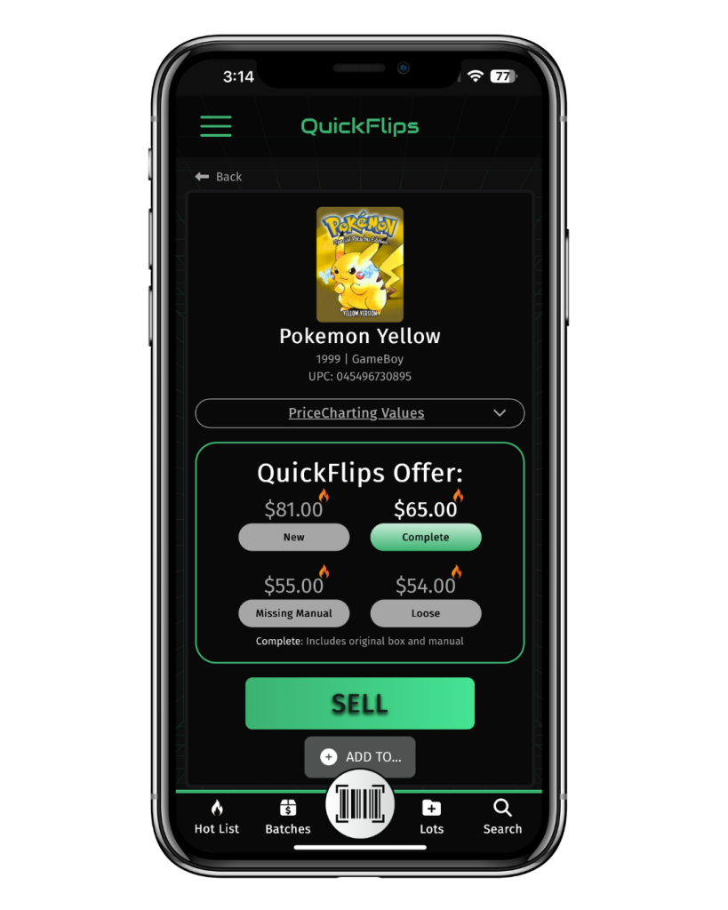 QuickFlips Buyback Website Screenshot
